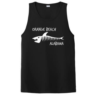 Orange Beach Alabama Shark Skeleton White Print PosiCharge Competitor Tank