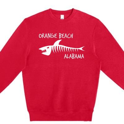 Orange Beach Alabama Shark Skeleton White Print Premium Crewneck Sweatshirt