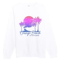 Orange Beach Alabama Surf Vintage Sunset Surfer Retro Premium Crewneck Sweatshirt