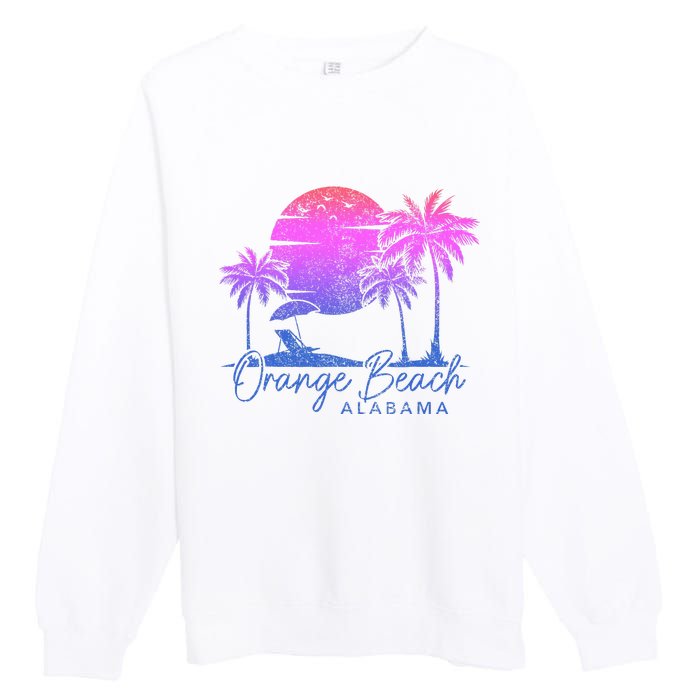 Orange Beach Alabama Surf Vintage Sunset Surfer Retro Premium Crewneck Sweatshirt