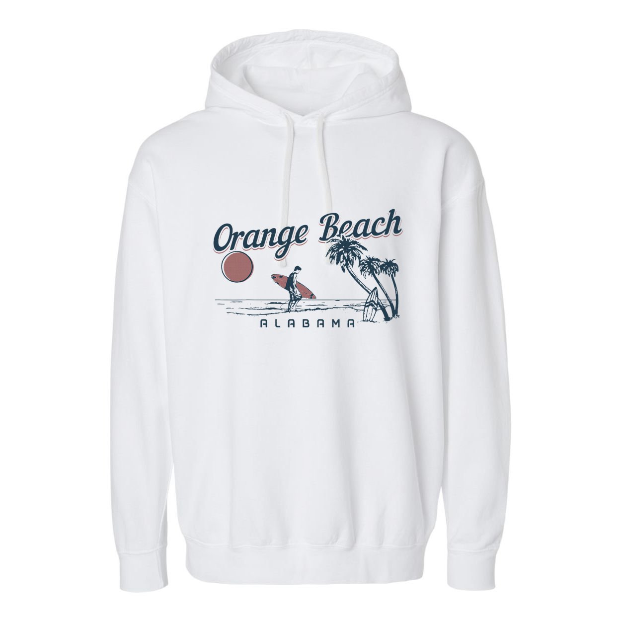 Orange Beach Alabama Surf Vintage Surfer Garment-Dyed Fleece Hoodie