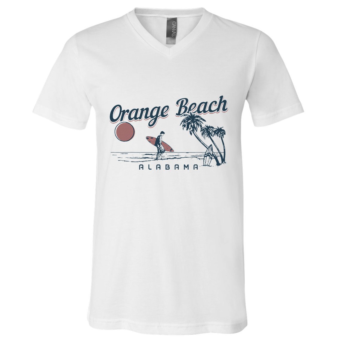 Orange Beach Alabama Surf Vintage Surfer V-Neck T-Shirt