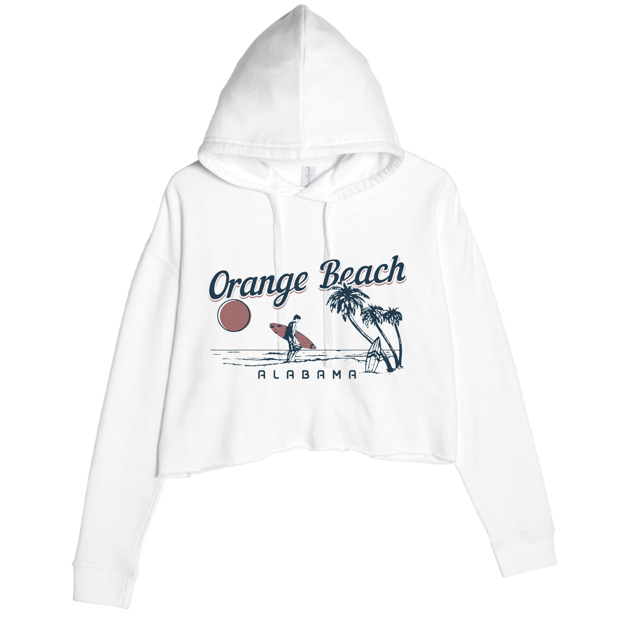 Orange Beach Alabama Surf Vintage Surfer Crop Fleece Hoodie