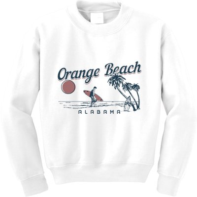 Orange Beach Alabama Surf Vintage Surfer Kids Sweatshirt
