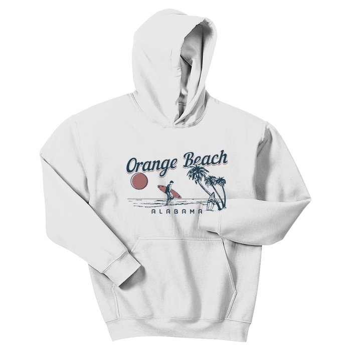 Orange Beach Alabama Surf Vintage Surfer Kids Hoodie