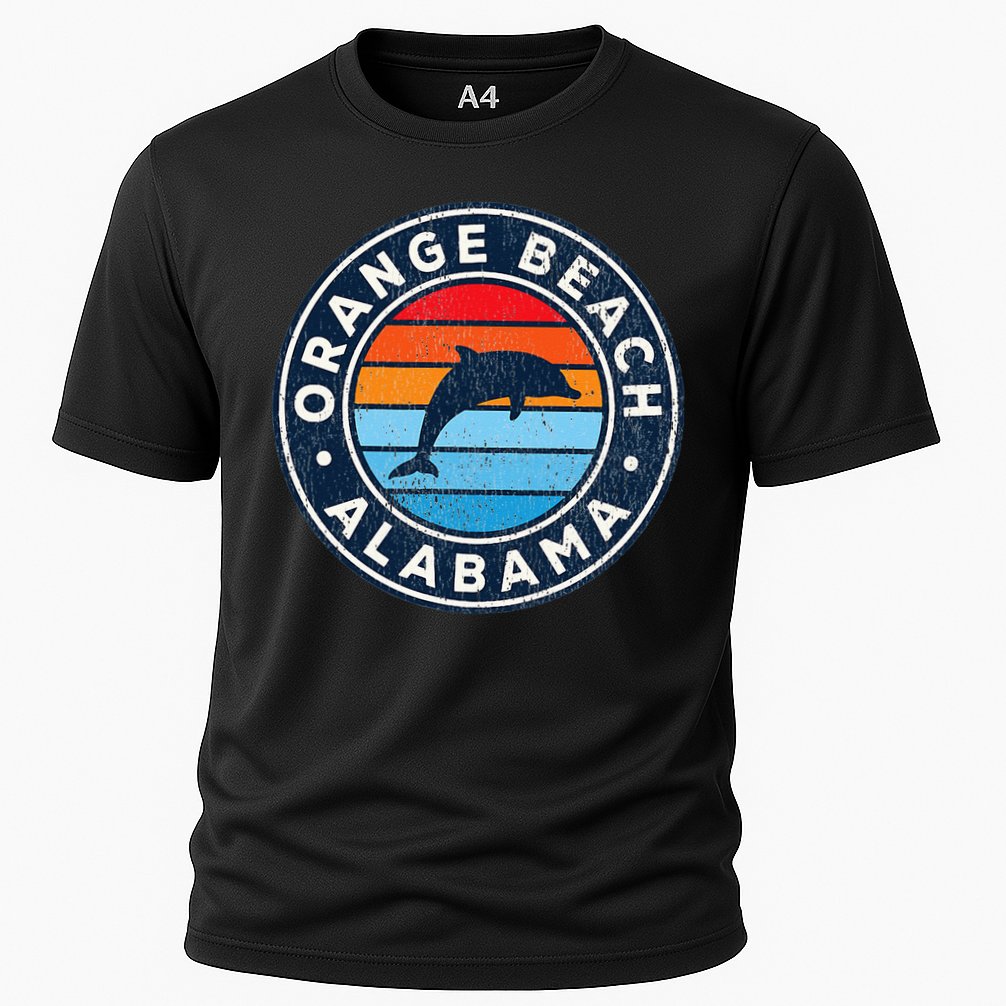 Orange Beach Alabama AL Vintage Dolphin Retro 70s Performance Shirt
