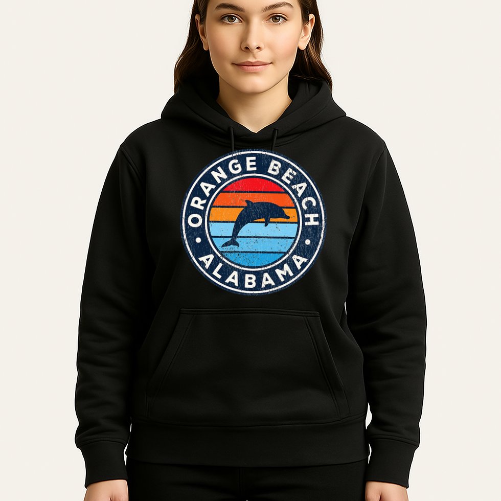Orange Beach Alabama AL Vintage Dolphin Retro 70s Hoodie