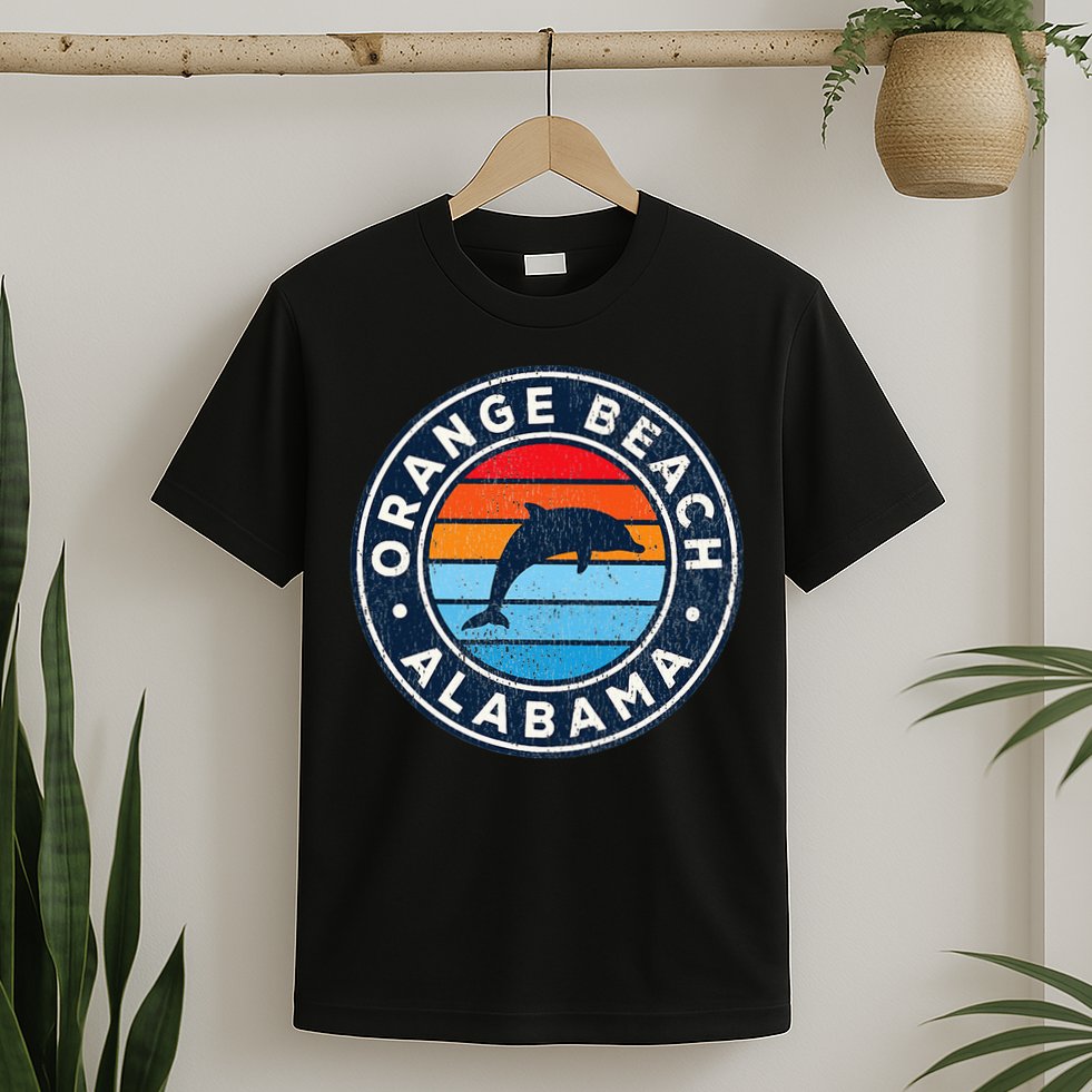 Orange Beach Alabama AL Vintage Dolphin Retro 70s T-Shirt