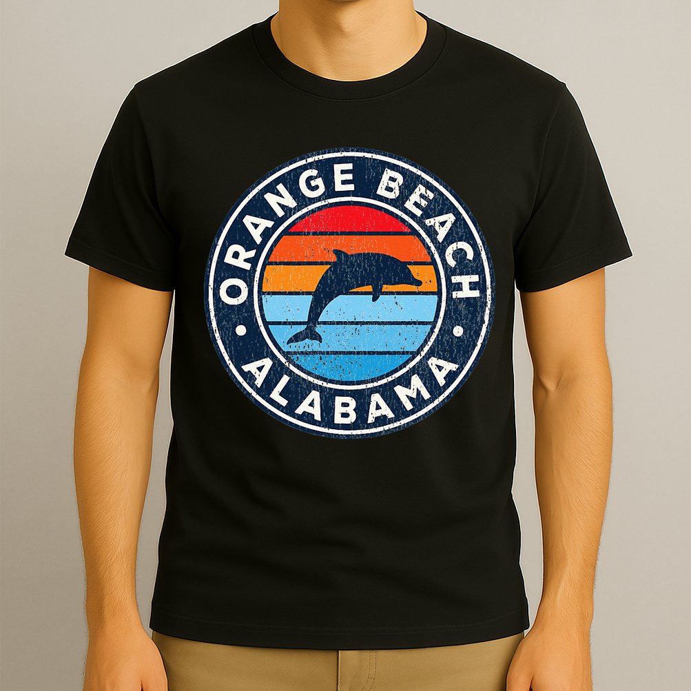 Orange Beach Alabama AL Vintage Dolphin Retro 70s T-Shirt
