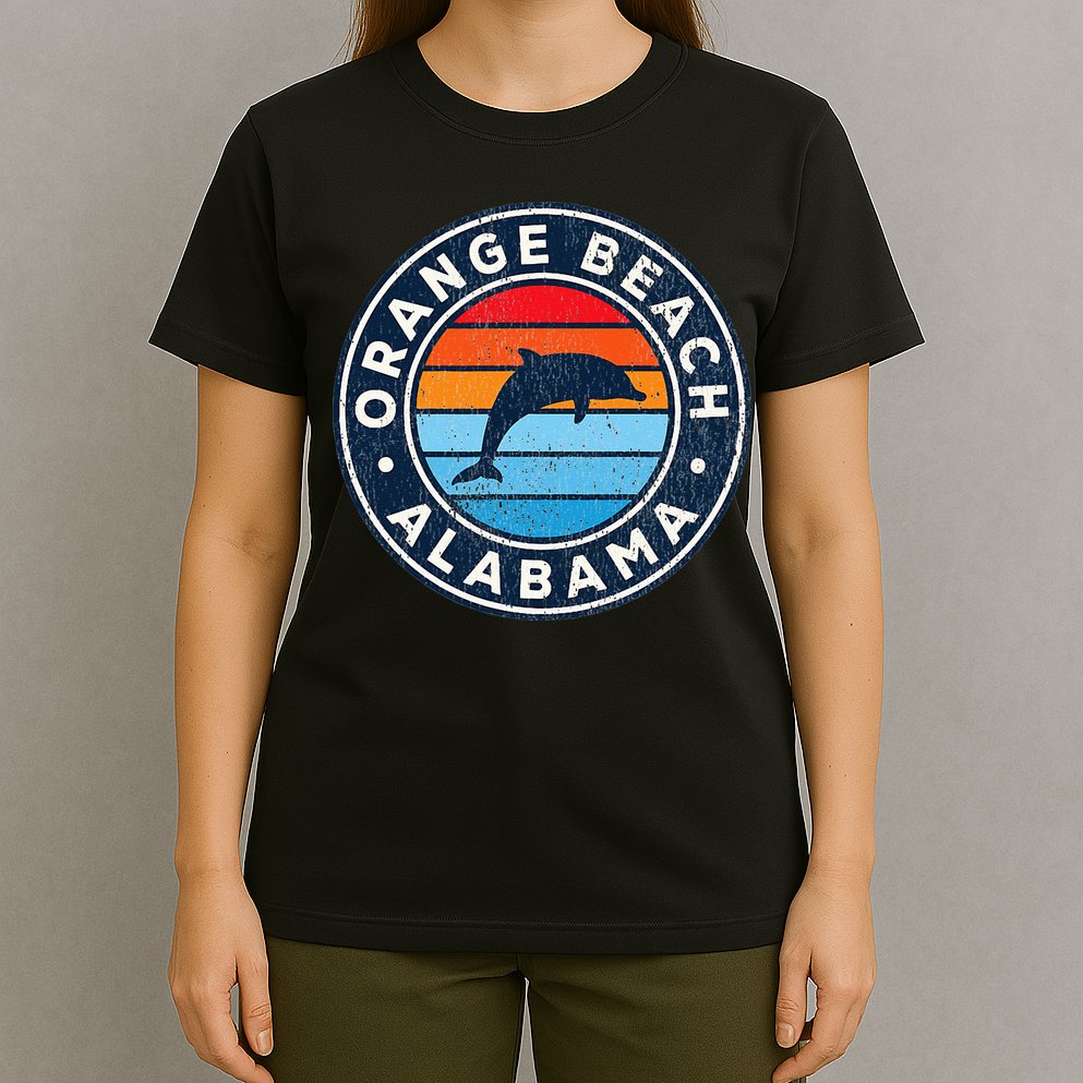 Orange Beach Alabama AL Vintage Dolphin Retro 70s T-Shirt