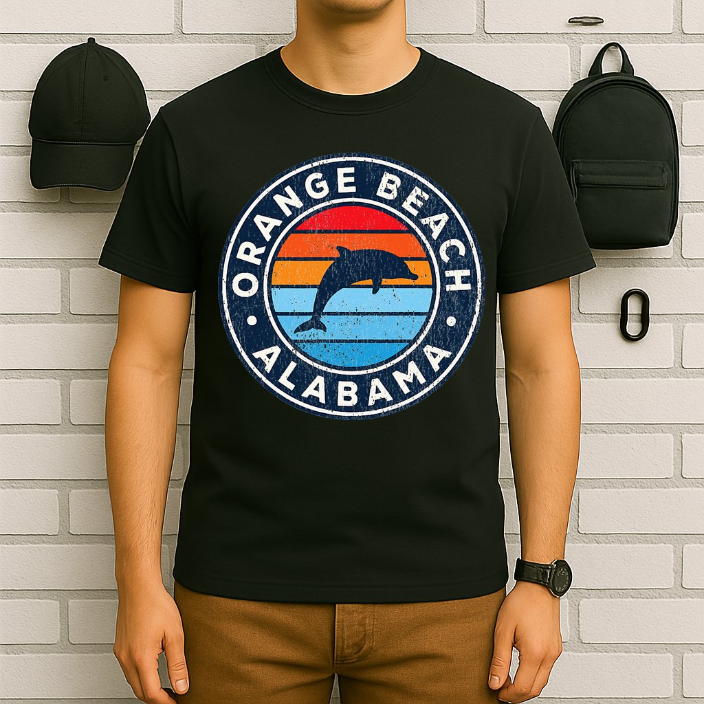 Orange Beach Alabama AL Vintage Dolphin Retro 70s T-Shirt