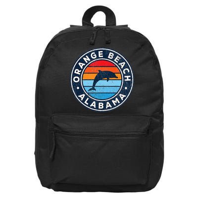 Orange Beach Alabama AL Vintage Dolphin Retro 70s 16 in Basic Backpack