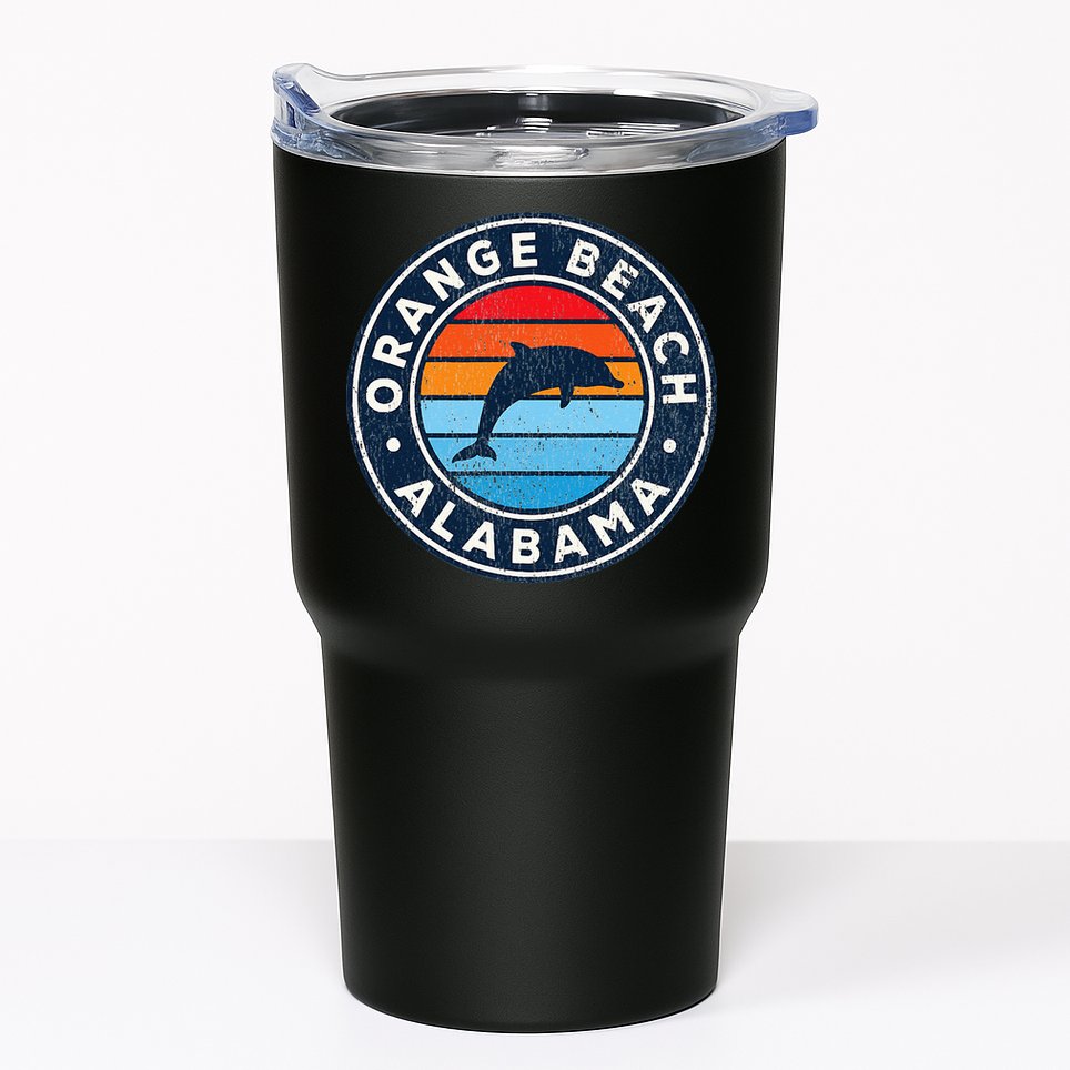 Orange Beach Alabama AL Vintage Dolphin Retro 70s Tumbler