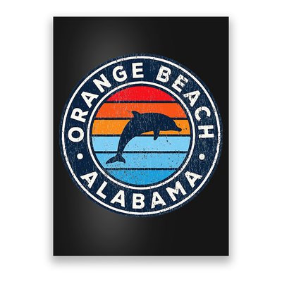 Orange Beach Alabama AL Vintage Dolphin Retro 70s Poster