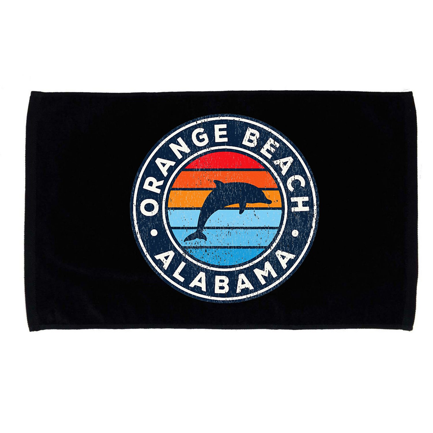 Orange Beach Alabama AL Vintage Dolphin Retro 70s Microfiber Hand Towel