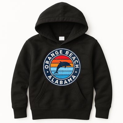 Orange Beach Alabama AL Vintage Dolphin Retro 70s Kids Hoodie