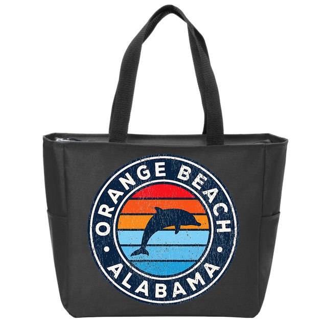 Orange Beach Alabama AL Vintage Dolphin Retro 70s Zip Tote Bag
