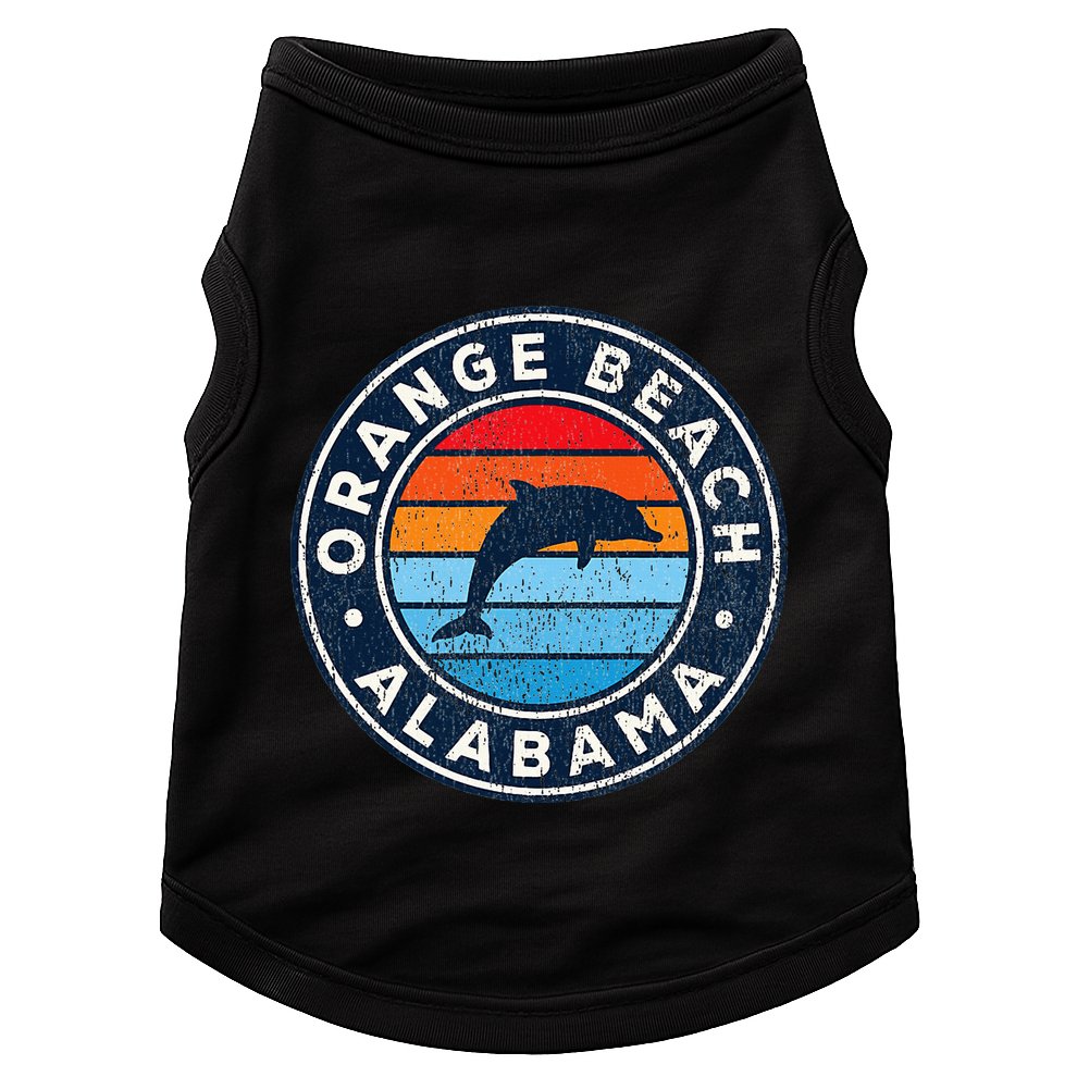 Orange Beach Alabama Al Vintage Dolphin Retro 70s Doggie Tank