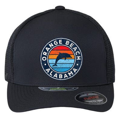 Orange Beach Alabama Al Vintage Dolphin Retro 70s Flexfit Unipanel Trucker Cap