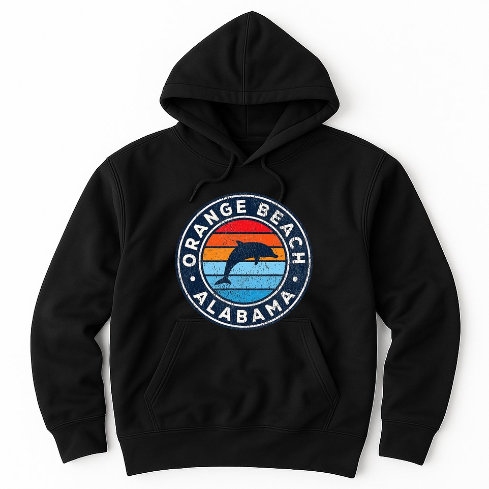 Orange Beach Alabama Al Vintage Dolphin Retro 70s Hoodie