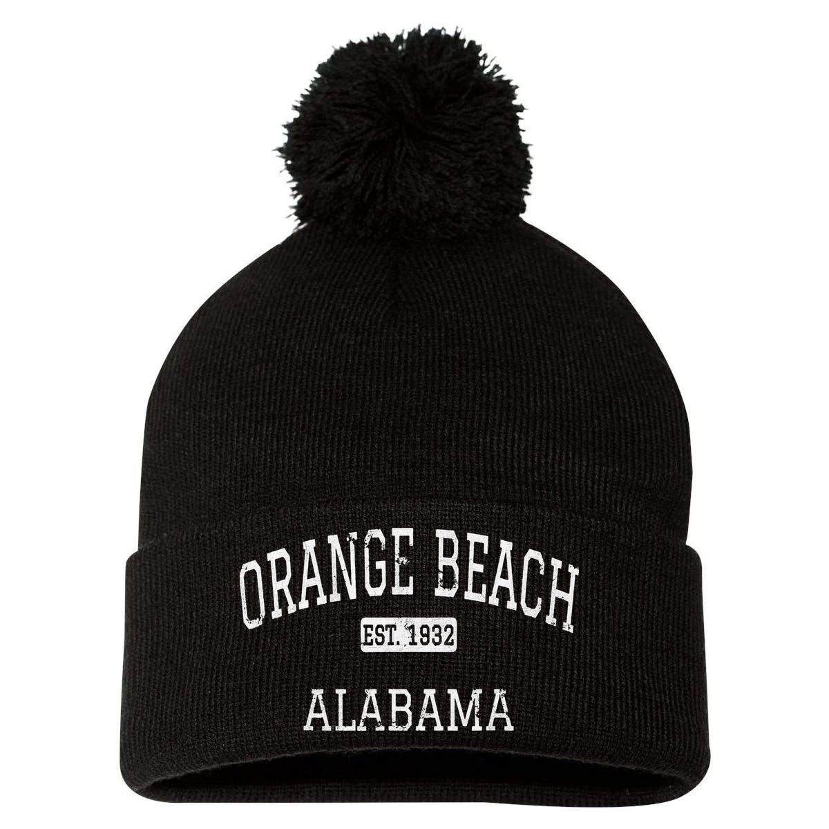 Orange Beach Alabama AL Vintage Graphic Retro 70s Pom Pom 12in Knit Beanie