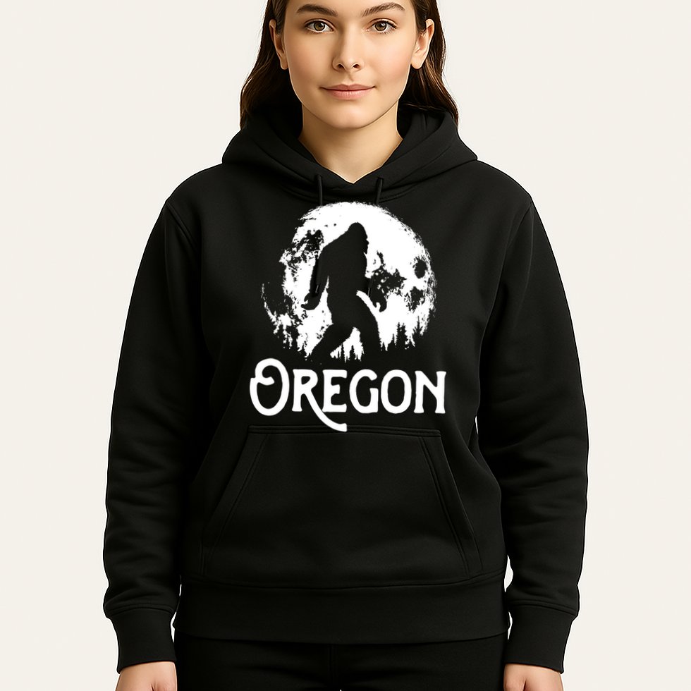 Oregon Bigfoot At Night Cool Full Moon Trees Sasquatch Hoodie