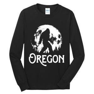 Oregon Bigfoot At Night Cool Full Moon Trees Sasquatch Tall Long Sleeve T-Shirt