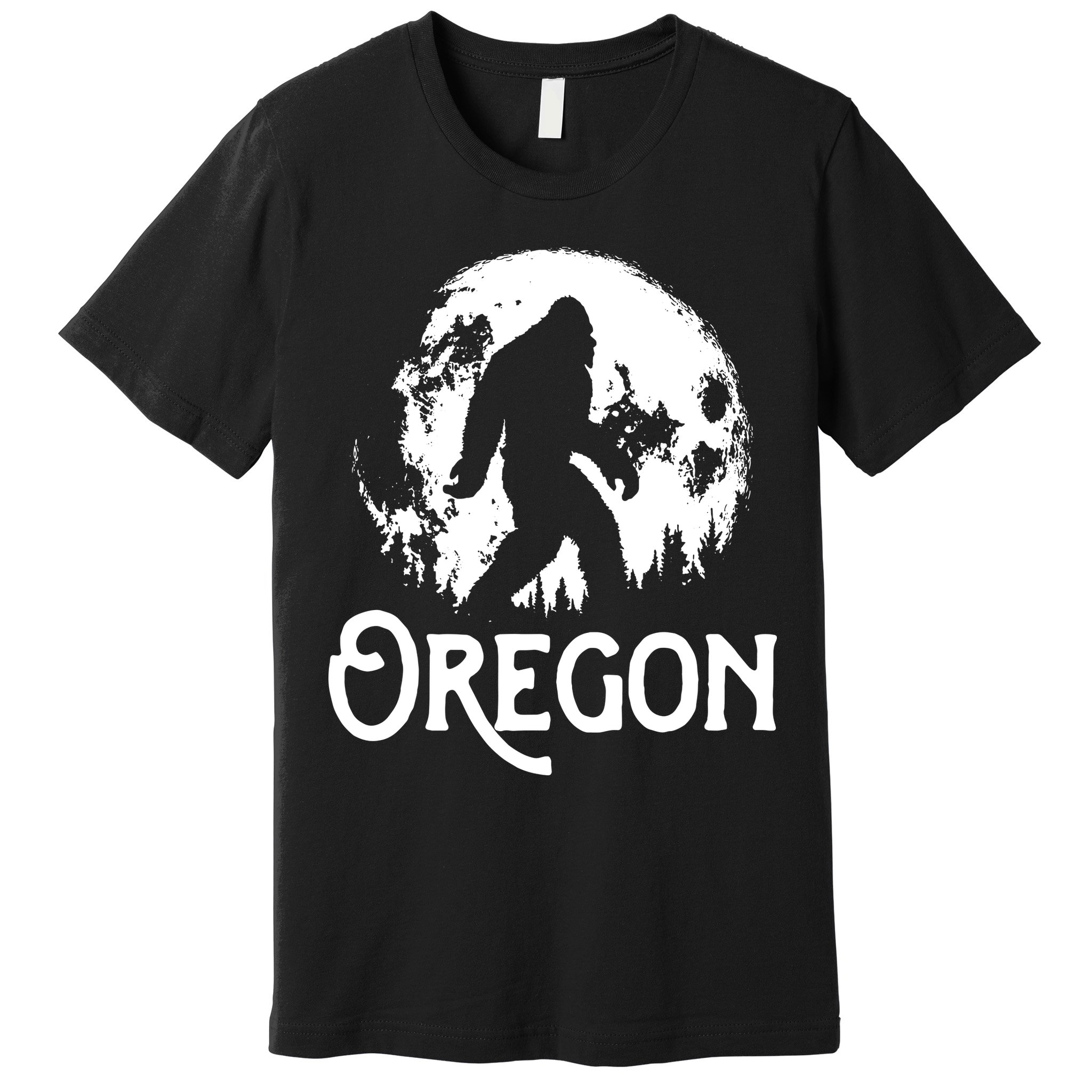 Oregon Bigfoot At Night Cool Full Moon Trees Sasquatch Premium T-Shirt