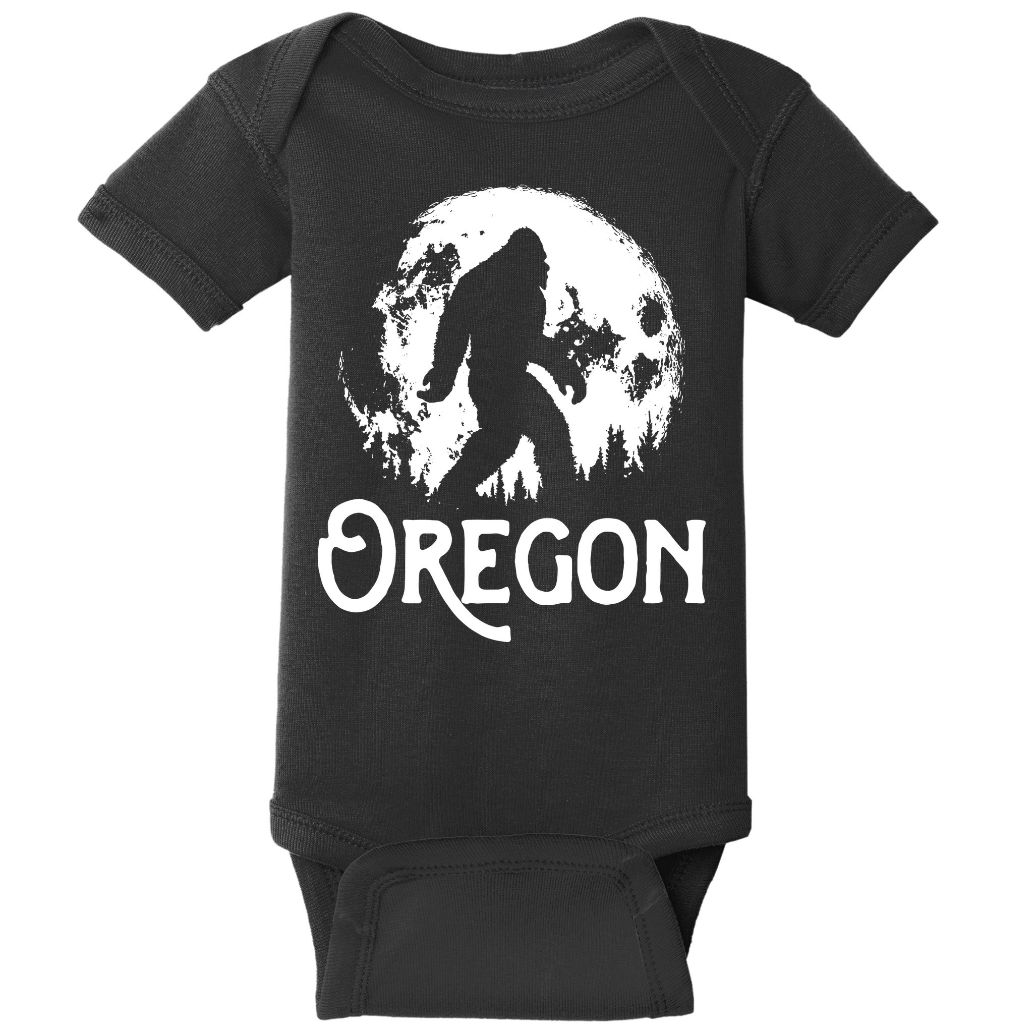 Oregon Bigfoot At Night Cool Full Moon Trees Sasquatch Baby Bodysuit