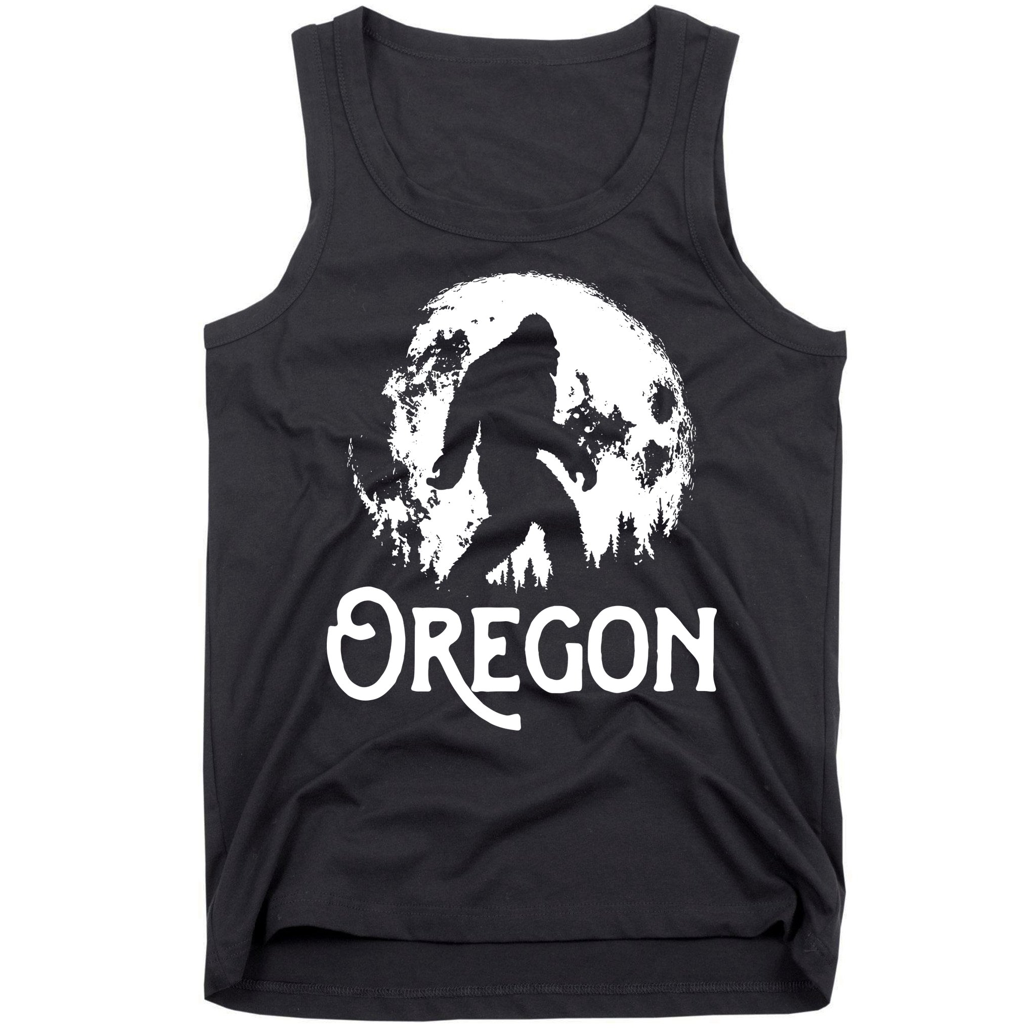Oregon Bigfoot At Night Cool Full Moon Trees Sasquatch Tank Top