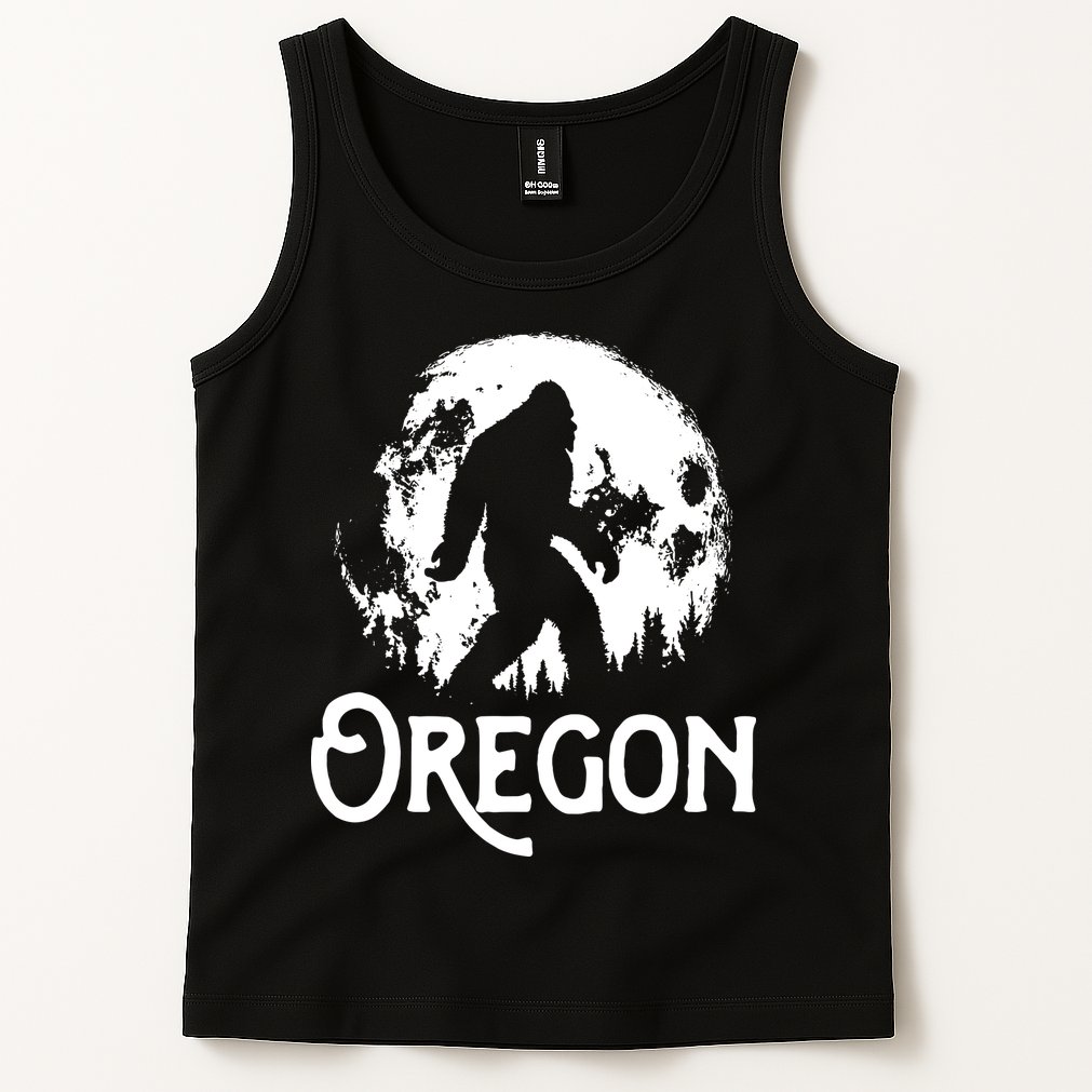 Oregon Bigfoot At Night Cool Full Moon Trees Sasquatch Tank Top
