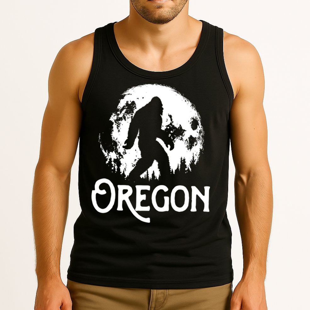 Oregon Bigfoot At Night Cool Full Moon Trees Sasquatch Tank Top