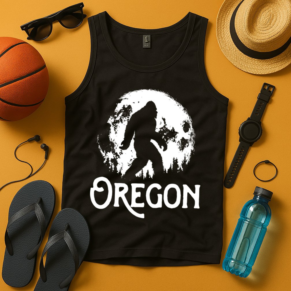 Oregon Bigfoot At Night Cool Full Moon Trees Sasquatch Tank Top
