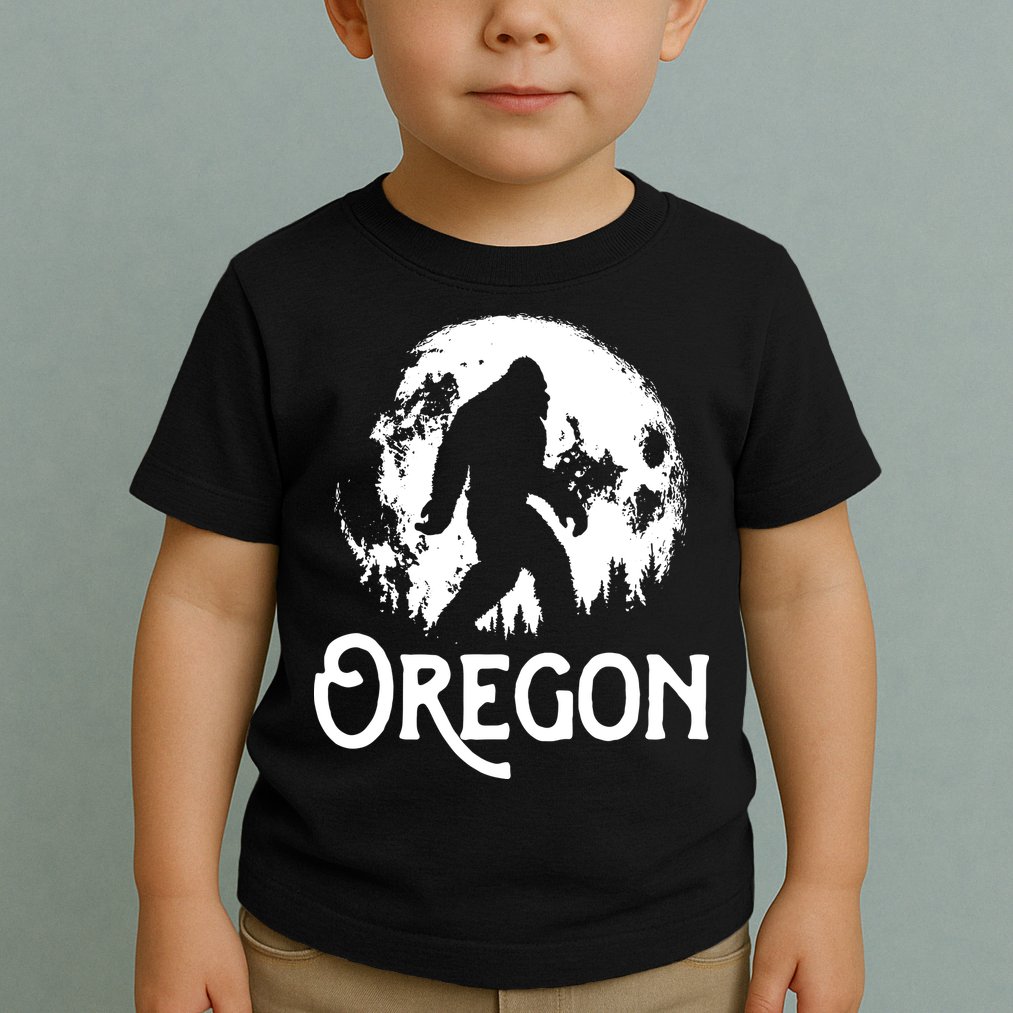 Oregon Bigfoot At Night Cool Full Moon Trees Sasquatch Toddler T-Shirt