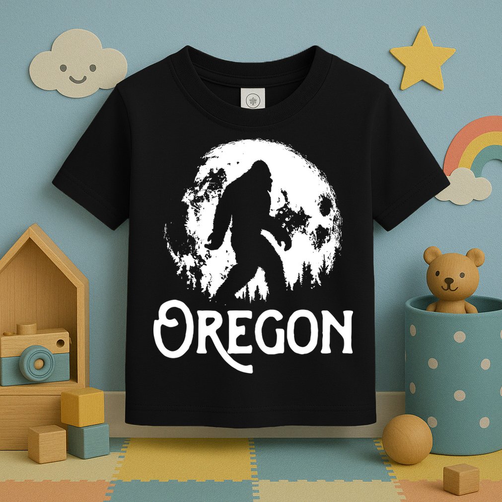 Oregon Bigfoot At Night Cool Full Moon Trees Sasquatch Toddler T-Shirt