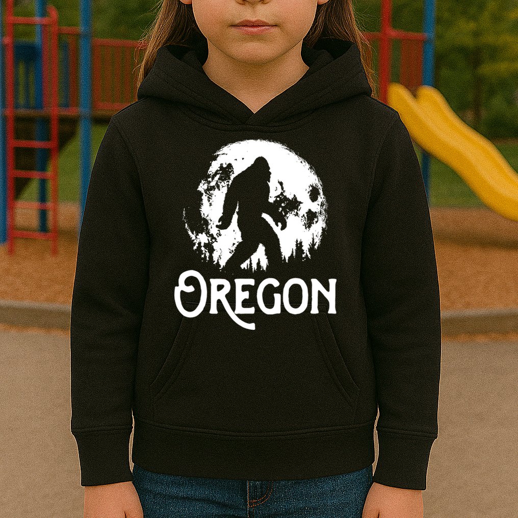 Oregon Bigfoot At Night Cool Full Moon Trees Sasquatch Kids Hoodie