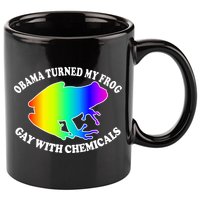 Obama Turned My Frog Gay With Chemicals Rainbow 11oz C Handle Ceramic Mug