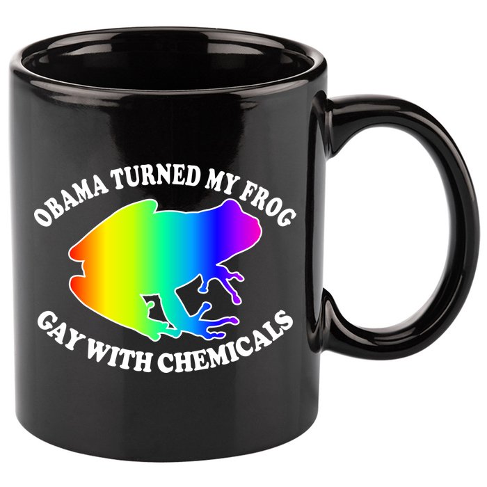 Obama Turned My Frog Gay With Chemicals Rainbow 11oz C Handle Ceramic Mug