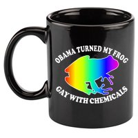 Obama Turned My Frog Gay With Chemicals Rainbow 11oz C Handle Ceramic Mug