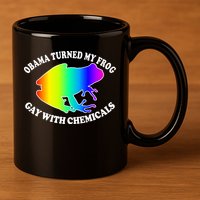 Obama Turned My Frog Gay With Chemicals Rainbow 11oz C Handle Ceramic Mug