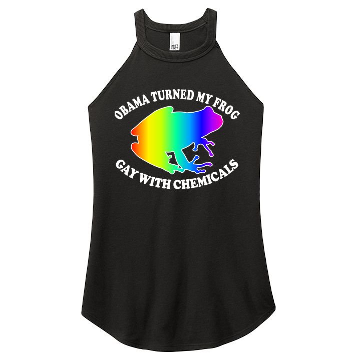 Obama Turned My Frog Gay With Chemicals Rainbow Women's Perfect Tri Rocker Tank