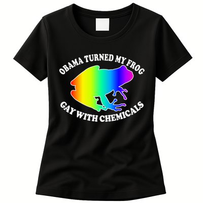 Obama Turned My Frog Gay With Chemicals Rainbow Womens T-Shirt