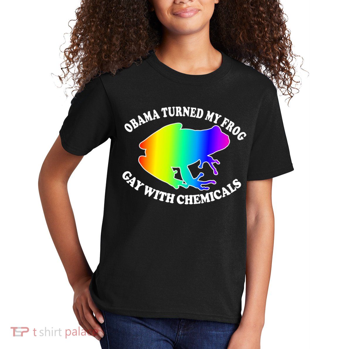 Obama Turned My Frog Gay With Chemicals Rainbow Kids T-Shirt