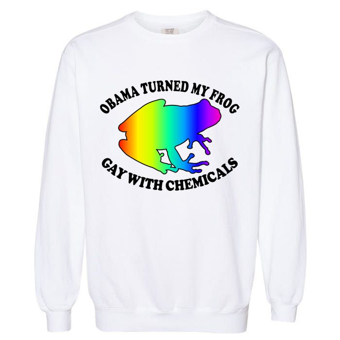 Obama Turned My Frog Gay With Chemicals Rainbow Garment-Dyed Sweatshirt