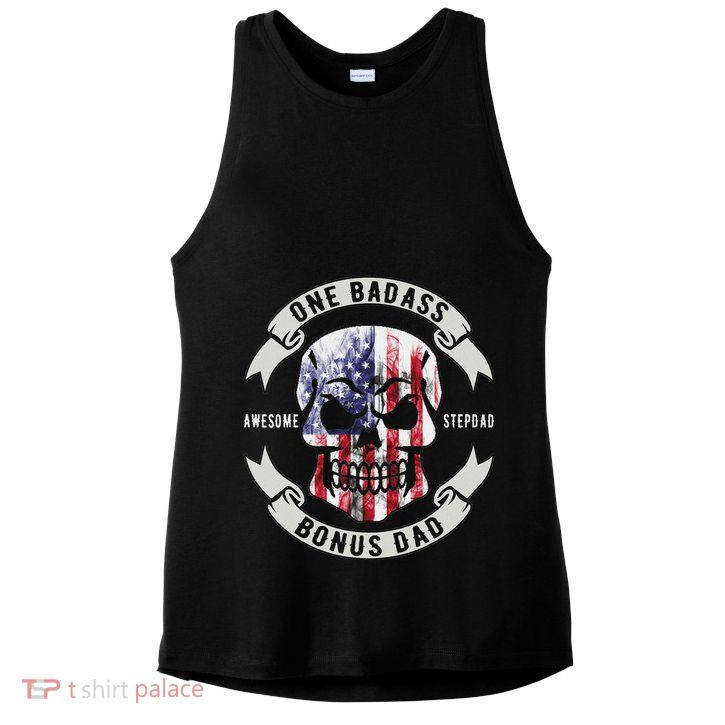 One Badass Bonus Stepdad Birthday Step Dad Fathers Day Funny Ladies PosiCharge Tri-Blend Wicking Tank