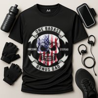 One Badass Bonus Stepdad Birthday Step Dad Fathers Day Funny Cooling Performance Crew T-Shirt