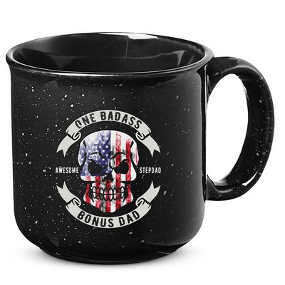 One Badass Bonus Stepdad Birthday Step Dad Fathers Day Funny 15oz Campfire Ceramic Mug