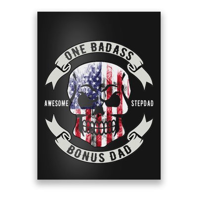One Badass Bonus Stepdad Birthday Step Dad Fathers Day Funny Poster