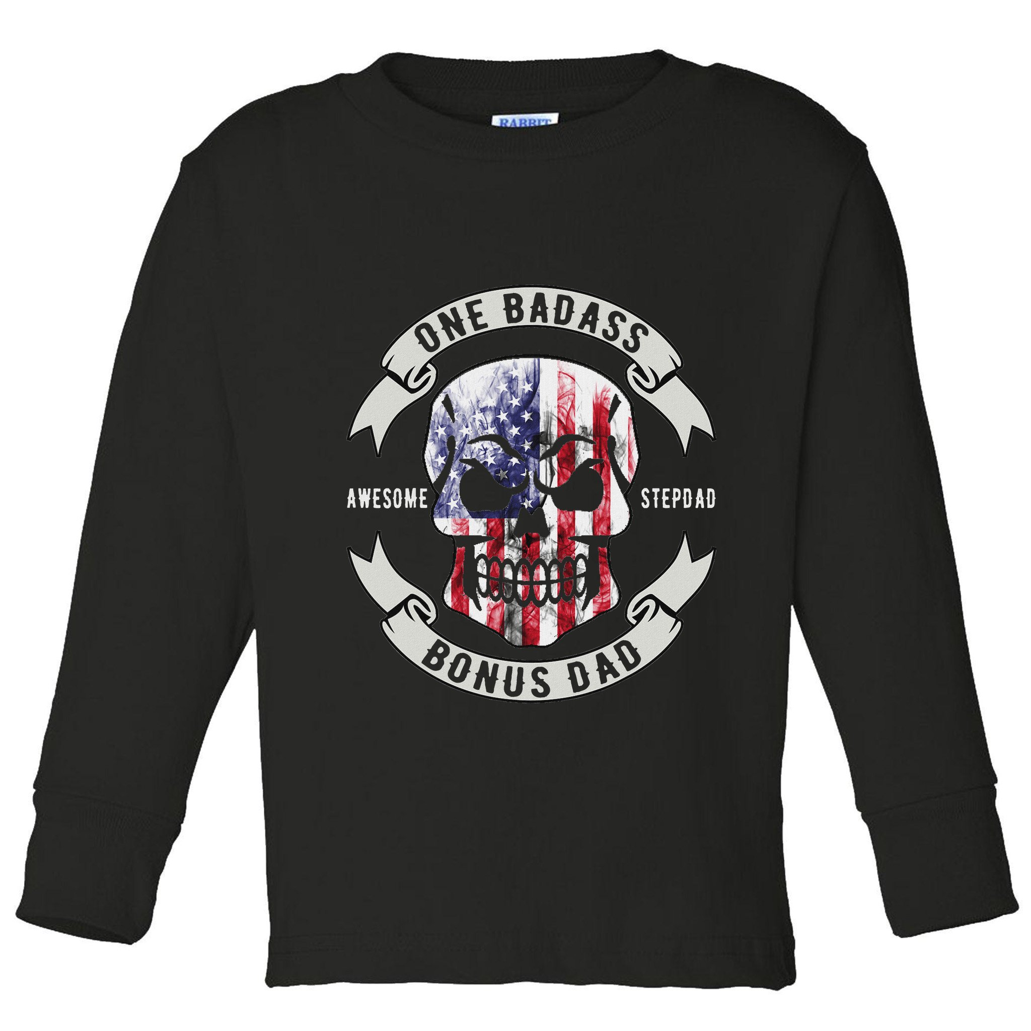One Badass Bonus Stepdad Birthday Step Dad Fathers Day Funny Toddler Long Sleeve Shirt
