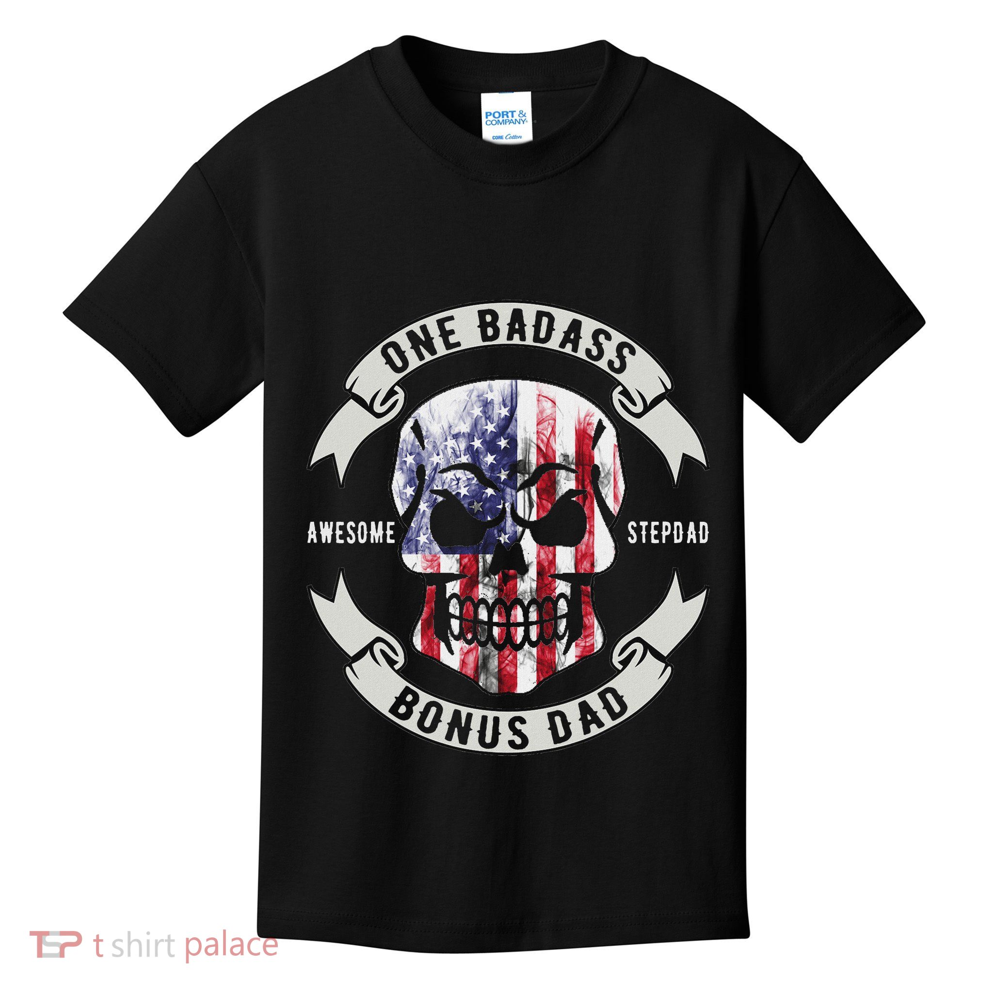 One Badass Bonus Stepdad Birthday Step Dad Fathers Day Funny Kids T-Shirt